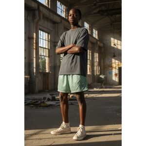 Eric Emanuel EE Basic Short Mint Green Monogram Mesh Shorts youth 2XL Made in NY